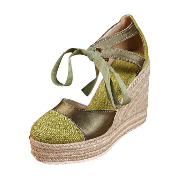 YLYL 2026 Women Espadrilles Sandals Platform Wedge Heel Closed Toe Arch Support Ankle Strap Summer Shoes