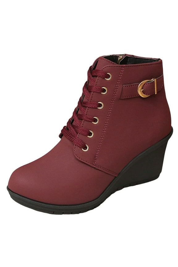 Ankle Boots Casual Slip on Low Heel Short Stacked Heel Booties for Women