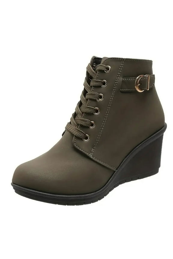 Ankle Boots Casual Slip on Low Heel Short Stacked Heel Booties for Women