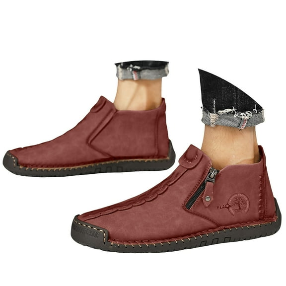 YLYL Ankle Boots for Men Fashion Pointed Toe Stacked Heel Comfortable Short Booties