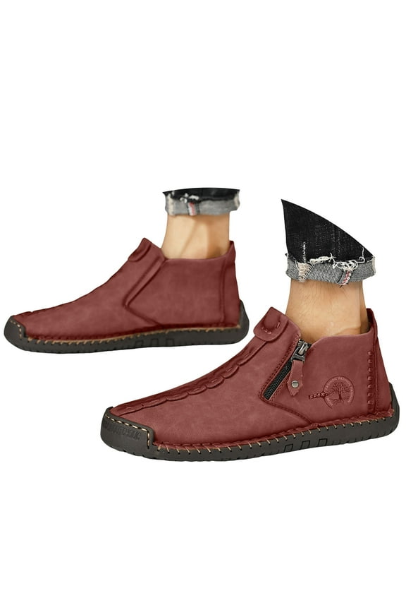 Ankle Boots for Men Fashion Pointed Toe Stacked Heel Comfortable Short Booties