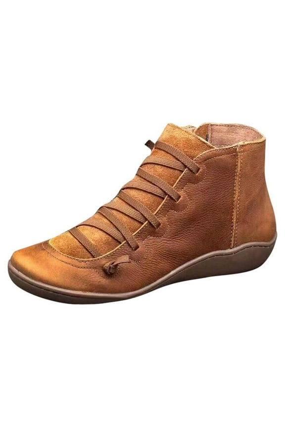 Ankle Boots for Women Casual Slip on Low Heel Short Stacked Heel Flat Booties