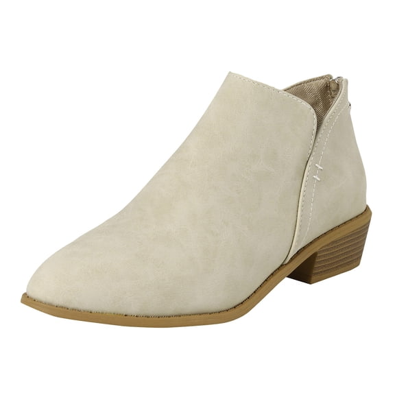 YLYL Ankle Boots for Women Pointed Toe Chunky Heel Zip up Slip on Western Chelsea Boots