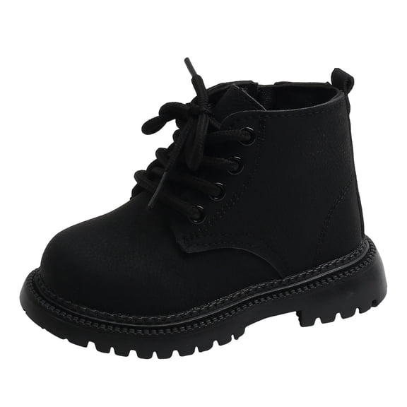 YLYL Baby Work Boots Autumn Fashion Leather Lace-Up Boots Soft Flat Ankle Snow Boots