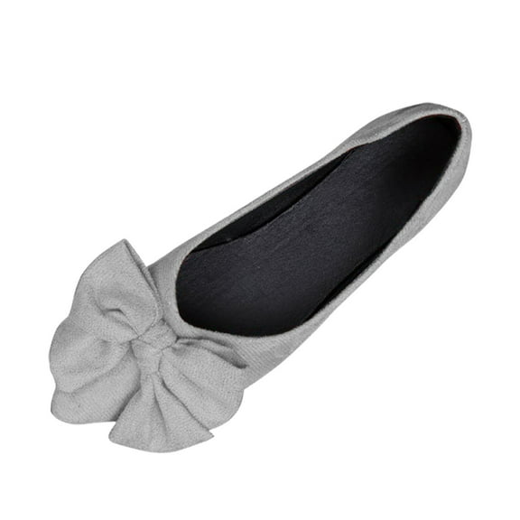YLYL Ballet Flats Loafers for Women Suede Bowknot Pointed Toe Slip on Dress Shoes for Office Work