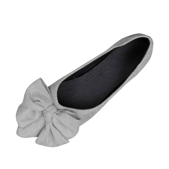 YLYL Ballet Flats Loafers for Women Suede Bowknot Pointed Toe Slip on Dress Shoes for Office Work