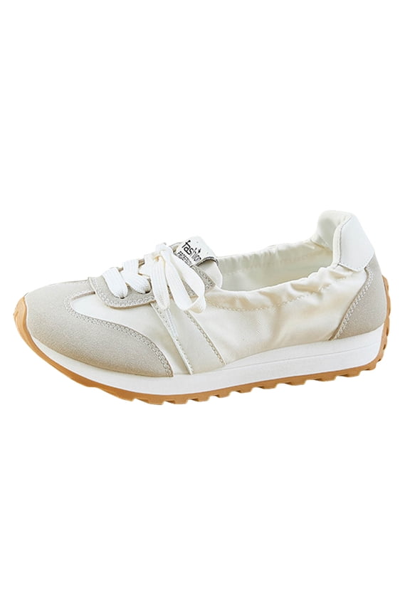 Ballet Sneakers for Woman Leather Lace up Platform Heels Fancy Sporty Running Walking Ballet Shoes