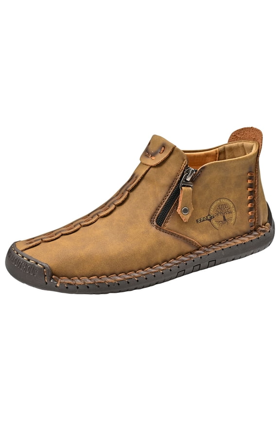 Boots for Men Ankle Fashion Pointed Toe Stacked Heel Short Boots