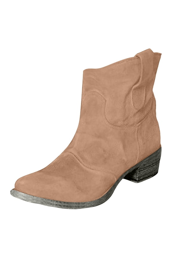 Boots for Women Ankle Fashion Pointed Toe Stacked Heel Western Booties