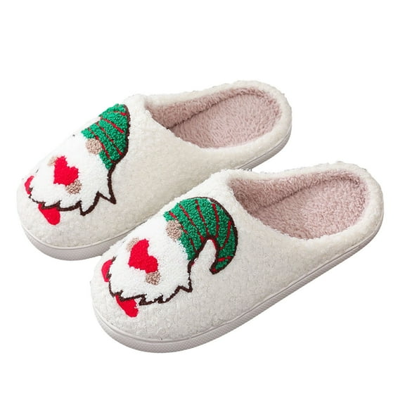 YLYL Christmas Gnome House Slippers for Women Men Fluffy Soft Plush Memory Foam Indoor Shoes