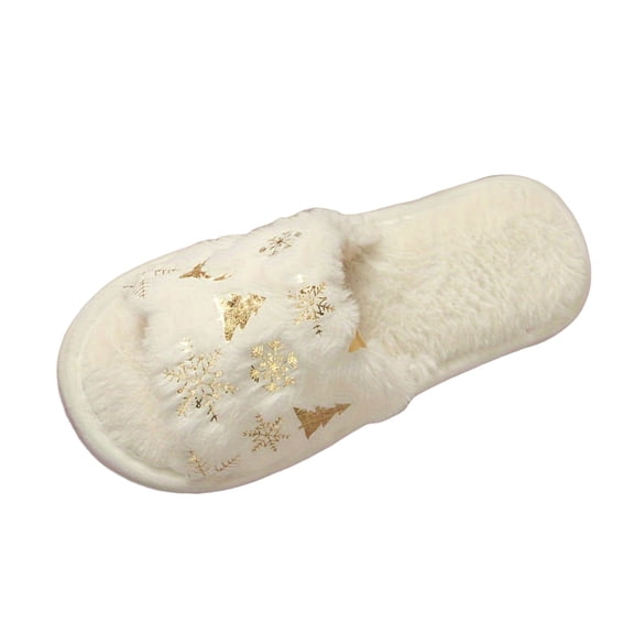 YLYL Christmas Women's Men's Winter House Slippers Open Toe Fuzzy Cozy Warm Slip on Bedroom Slippers