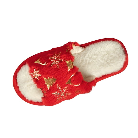 YLYL Christmas Womens Mens House Slippers Fuzzy Cozy Soft Plush Open Toe Slip on Indoor Shoes Holiday Gifts