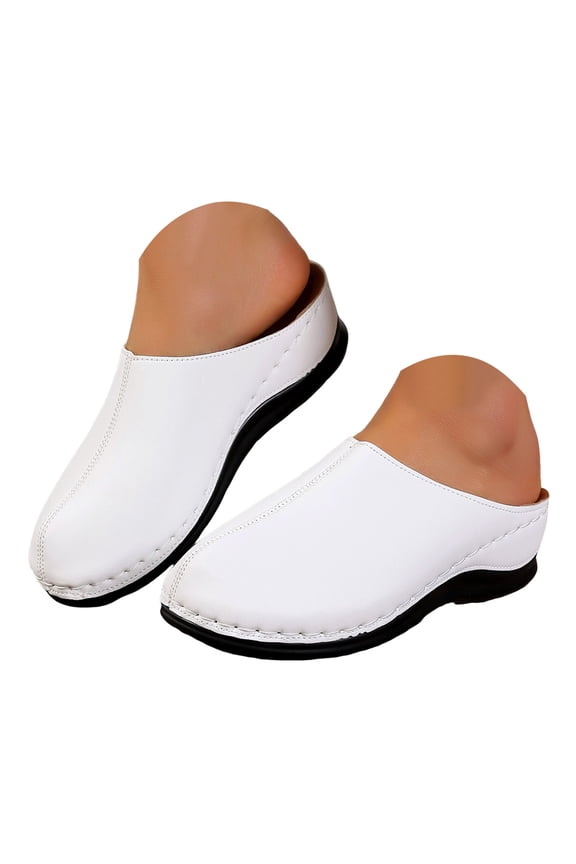 Women's Clogs Closed Toe Non Slip Arch Support Wedge Heel Open Back Comfortable Casual Slip on Mules