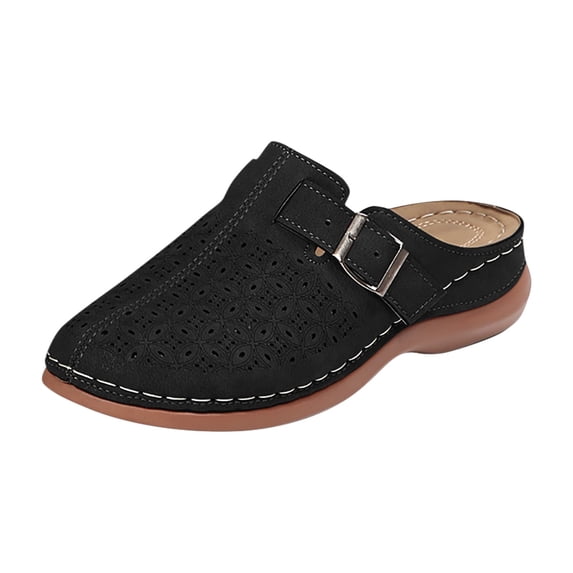 YLYL Orthopedic Mules for Women with Adjustable Hook Loop Arch Support Closed Toe Slip on Summer Slippers