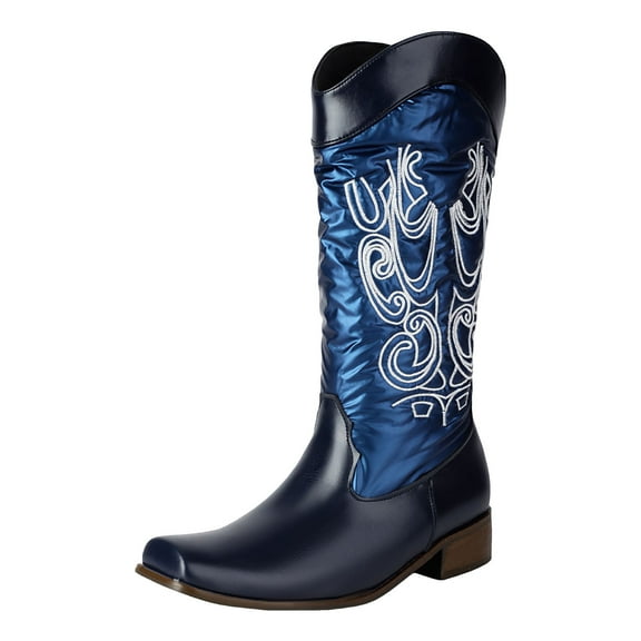 YLYL Cowboy Boots for Women Wide Calf Mid Calf Low Heel Western Cowgirl Boots