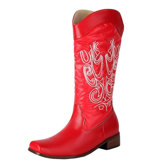 YLYL Cowboy Boots for Women Wide Calf Mid Calf Low Heel Western Cowgirl Boots