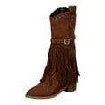 thumbnail image 1 of YLYL Mid Calf Fringe Boots for Women Cowboy Pointed Toe Heels Cowgirl Western Tassel Boots, 1 of 9