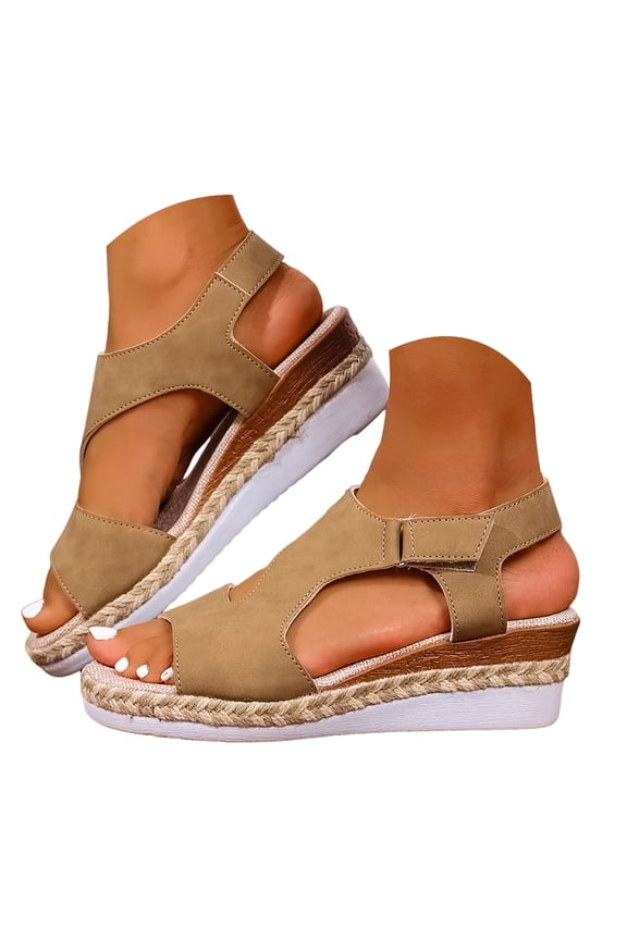 Espadrilles Platform Wedge Sandals for Women Open Toe Ankle Strap Slip on Dressy Casual Summer Beach Shoes