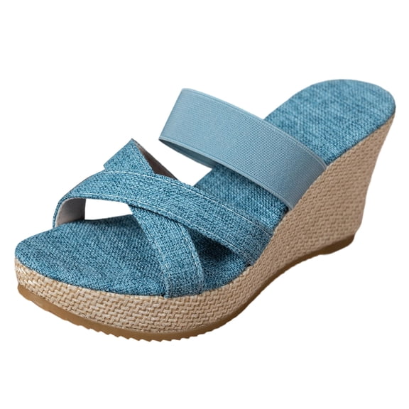 YLYL Espadrilles Wedge Platform Sandals for Women Slip on Open Toe High Heel Summer Beach Slippers