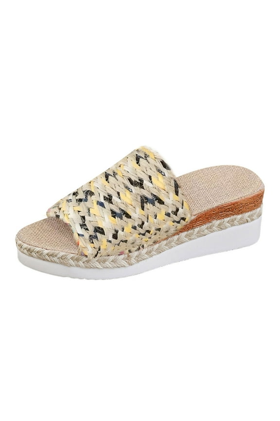 Espadrilles Wedge Sandals for Women Orthopedic Woven Open Toe Slip on Casual Beach Vacation Shoes