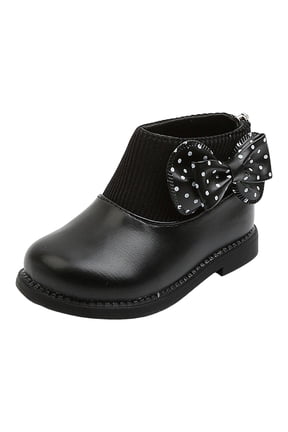Baby Girls Boots Round Toe Flat Sole Non Slip Back Zipper Cute Polka Winter Boots