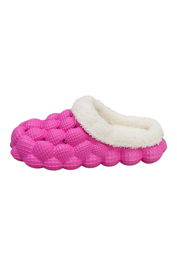 Fleece Lined Bubble Slides Slippers for Boys Girls Comfortable Non-Slip Soft Sole Indoor Outdoor Warm Slippers