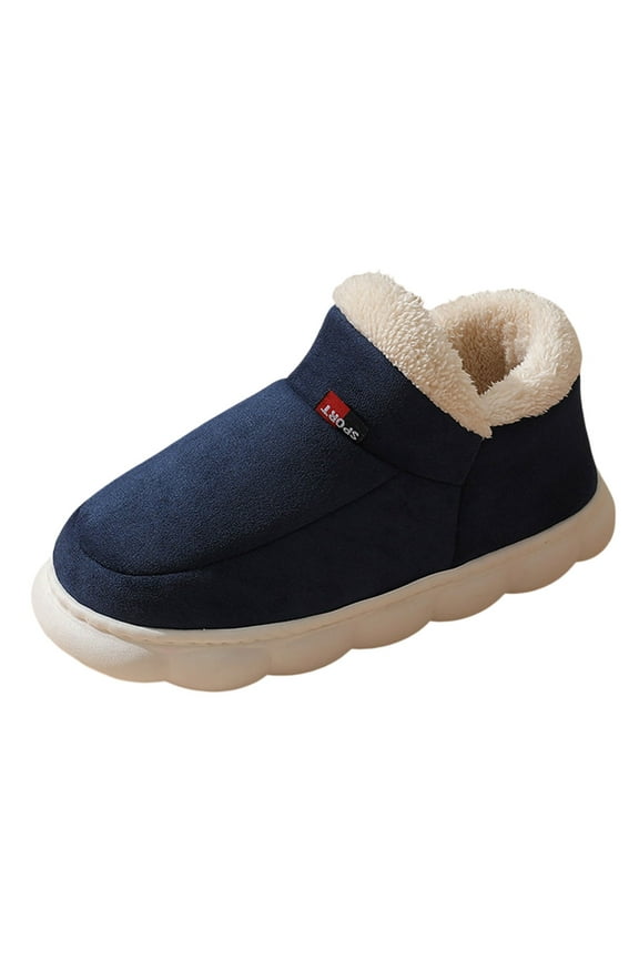 Mens Cozy Slippers Soft Fuzzy Fleece Lined Memory Foam Sole Platform Indoor House Shoes