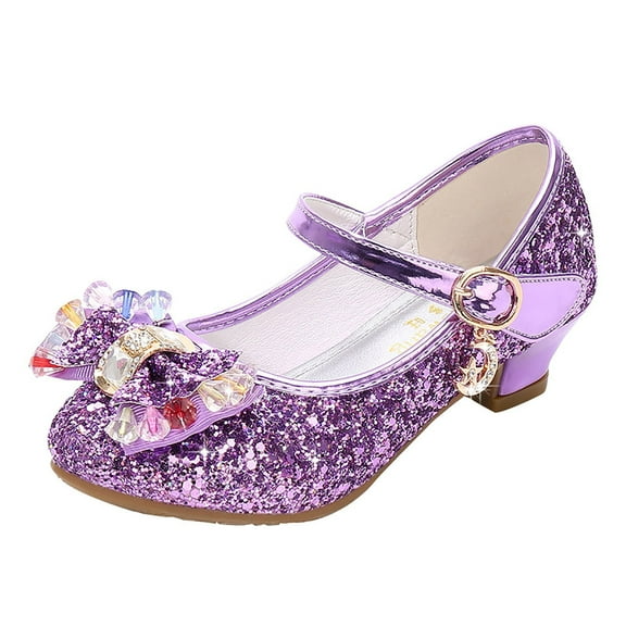 YLYL Girls Dress Wedding Party Shoes Glitter Sequins Low Heel Mary Jane Princess Shoes