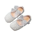 thumbnail image 1 of YLYL Girls Dress Shoes Mary Jane Princess Flats Glitter Low Heels Flower Wedding Party Footwear for Toddler Little/Big Kid, 1 of 4