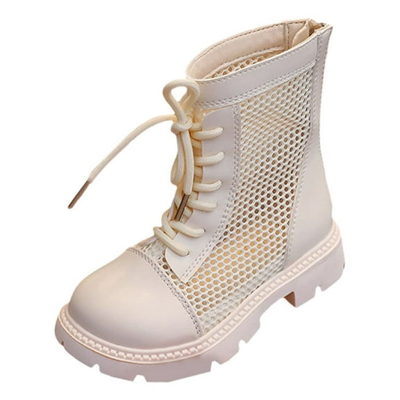 YLYL Girls Mesh Combat Boots Platform Lace up Ankle Boots with Zip