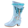 thumbnail image 1 of YLYL Girls Winter Warm Fur Boots Sparkle Rhinestone Lace Butterfly Mid Calf Boots, 1 of 9