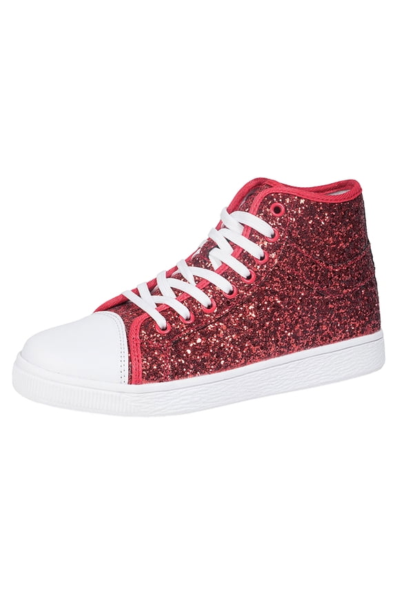 Glitter Platform Sneakers for Women Fashion Comfortable Casual Lace up High Top Walking Shoes