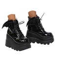 thumbnail image 1 of YLYL Halloween Boots for Women Bat Wings Lace-up Wedge Heel Short Boots Classic Comfortable Glossy High Heels Shoes, 1 of 7