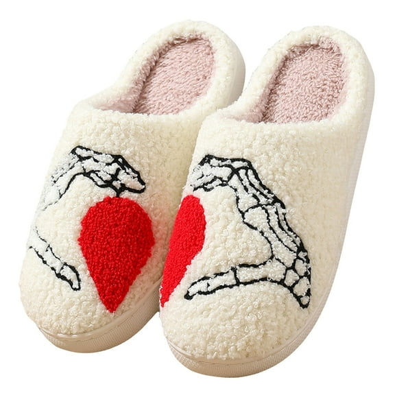YLYL Halloween Slippers for Women Men Memory Foam Cute Cartoon Plush Fluffy Warm Fur Lined Indoor House Winter Shoes