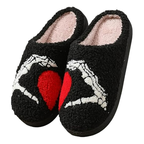 YLYL Halloween Slippers for Women Retro Soft Cozy Comfy Plush Lightweight Slip-on Indoor Outdoor Anti-Skid Sole Christmas House Shoes
