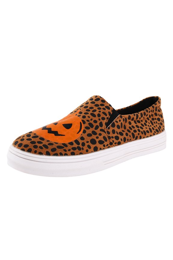 Halloween Sneakers for Women Stylish Scary Skeleton Pumpkin Print Party Canvas Casual Flat Shoes