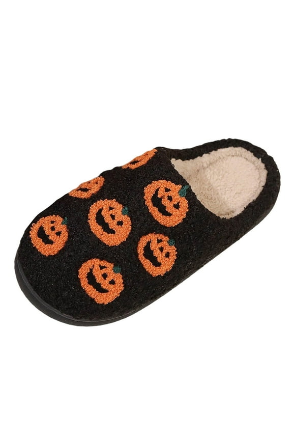 Halloween Women Men Slippers with Memory Foam Fluffy Soft Warm Slip on Platform Indoor House Shoes