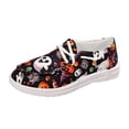 thumbnail image 1 of YLYL Halloween Women's Canvas Sneakers Skeleton Pumpkin Printed Low Top Lace up Fashion Casual Slip-On Walking Shoes, 1 of 9