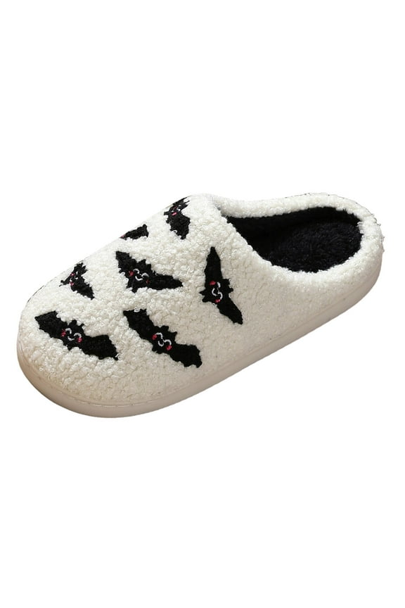 Halloween Women's Men's Soft Sole Slipper Fluffy with Memory Foam Winter Warm Shoes for Indoor Outdoor