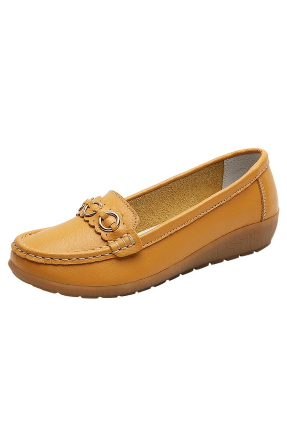 Loafers for Women Classic Leather Casual Slip-On Boat Comfort Walking Moccasins Soft Sole Shoes