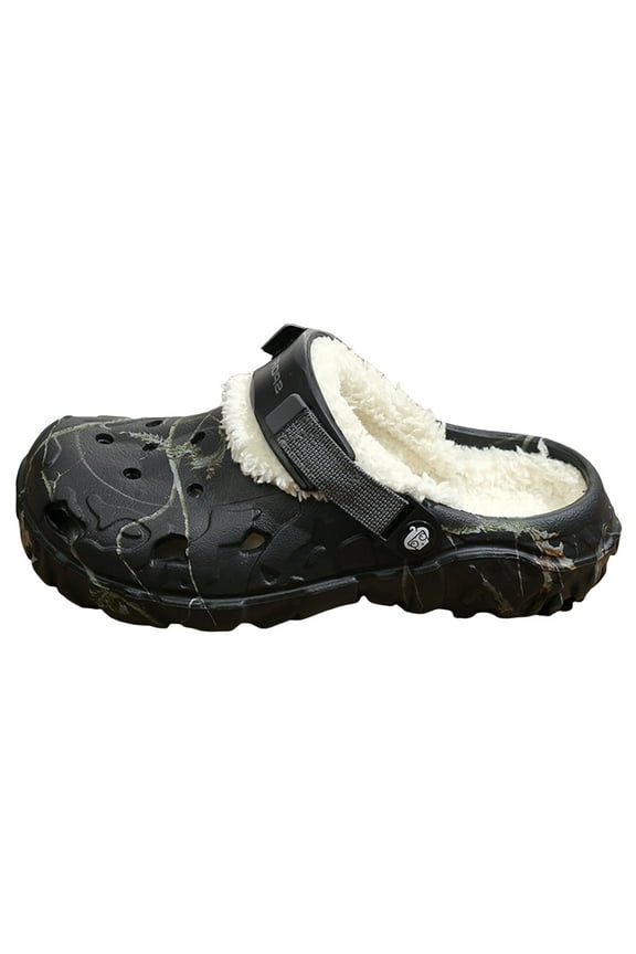Men Garden Clogs Arch Support Warm Fur Lined Non-Slip Breathable Winter Indoor Outdoor Slippers