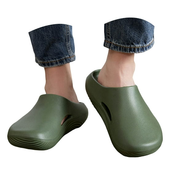 YLYL Men Garden Mules Clogs Slip on Closed Toe Non-Slip Waterproof Chef Nurse Work Shoes Beach Slippers