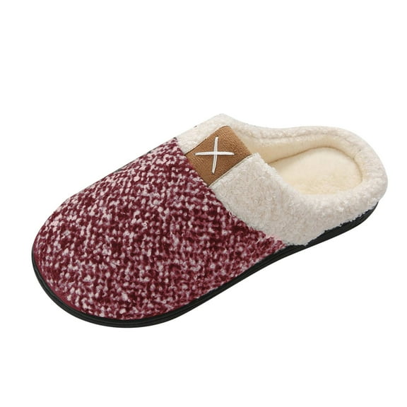 YLYL Men Slippers Soft Plush Retro Slip-On Comfortable House Bedroom Slide Slipper Shoes