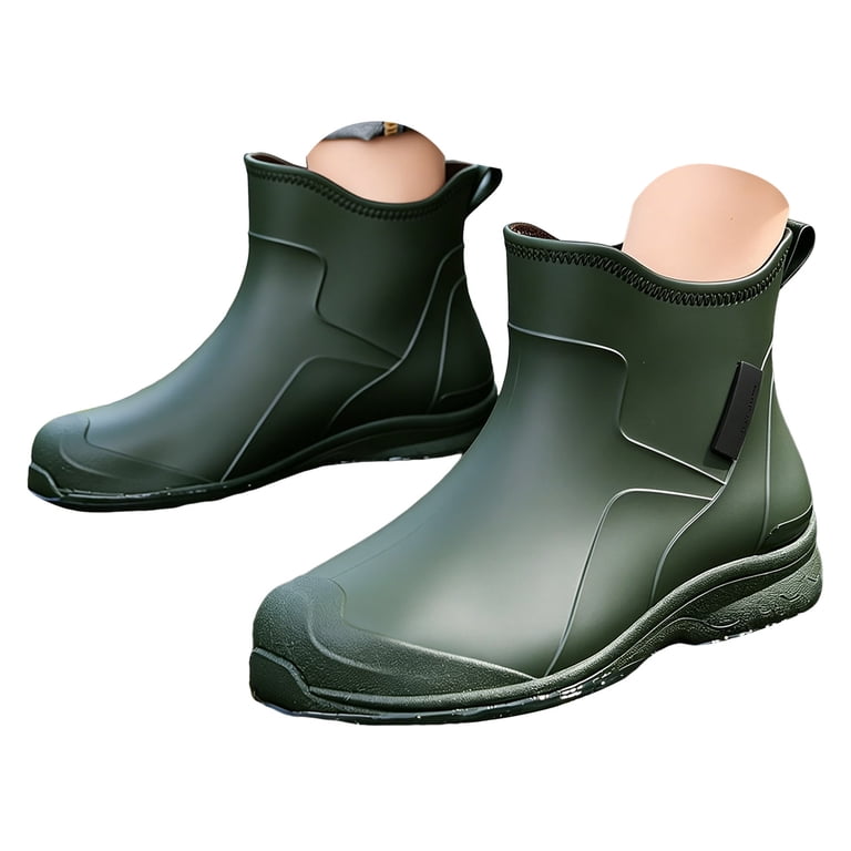 Men\'s Waterproof Ankle Rain Boots Anti-Slip Deck Shoes for Fishing Amazon.com | 8 Fans Mens Deck Boots, Waterproof Rubber Rain  main image 4