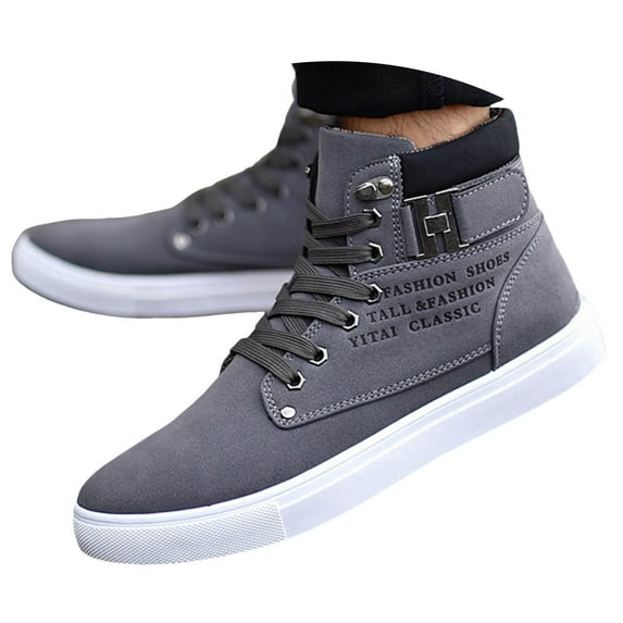 YLYL Men's High-Top Sneakers Round Toe Lace up Slip Resistant Fashion Casual Walking Shoe