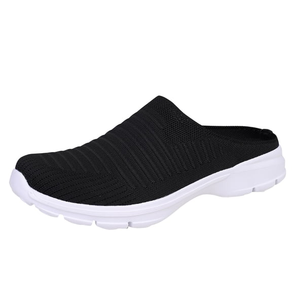 YLYL Men's Open Back Mules Arch Support Anti-Slip Breathable Mesh Casual Slip on Walking Shoes