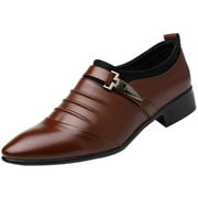 YLYL Men's Oxford Shoes Strap Buckle Slip on Pointed Toe Tuxedo Business Work Office Dress Shoes