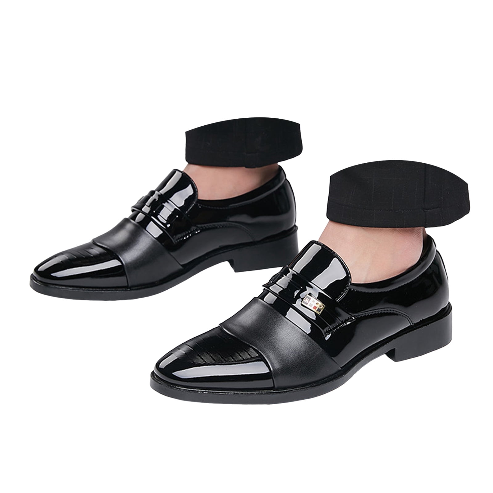 YLYL Men's Patent Leather Slip-on Dress Loafers Tuxedo Shoes Work ...