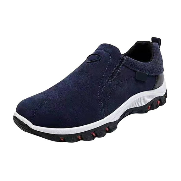 YLYL Men's Suede Sneakers Arch Support Waterproof Non Slip Comfortable Casual Slip on Hiking Shoes