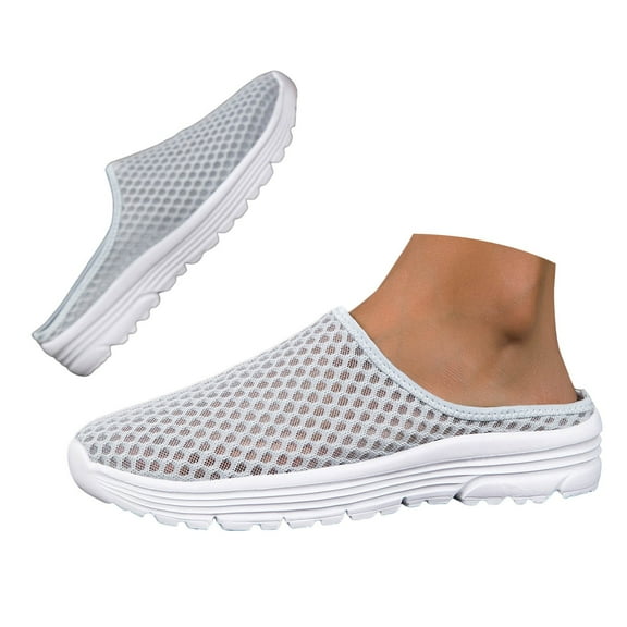YLYL Women's Men's Backless Mules Breathable Mesh Lightweight Casual Slip on Walking Running Slippers